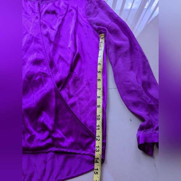 Marciano Silk Blouse Sheer Long SleevePurple Silk Blouse Marciano Long Sleeve - Picture 16 of 16